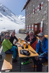 Beer at the hut (Ski touring Martin Busch Huette)