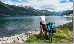 Cris at the sea (Cycle Touring Norway 2016)