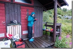 Sheltering at the toilet (Cycle Touring Norway 2016)