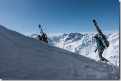 Heading off from the lift (Arlberger Winterklettersteig March 2017)