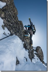 Leonie climbing (Arlberger Winterklettersteig March 2017)