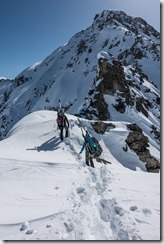 Walking along the ridge (Arlberg Winterklettersteig March 2017)