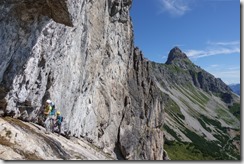 Climbing near the start (Saulakopf Klettersteig)