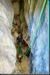 Johannes belaying (Climbing in Arco)
