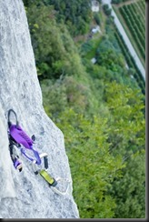 Scary placement (Climbing in Arco)