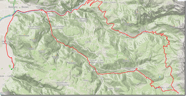 Bolzano dolomites cycling route (March 2016)