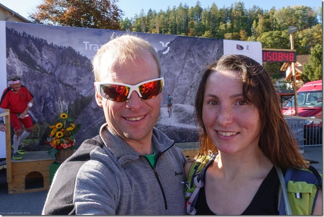 Cris and Leonie at the finish (Transruinaulta Marathon Oct 2018)