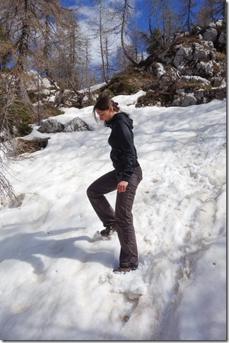 Leonie tests the snow (Slovenia)