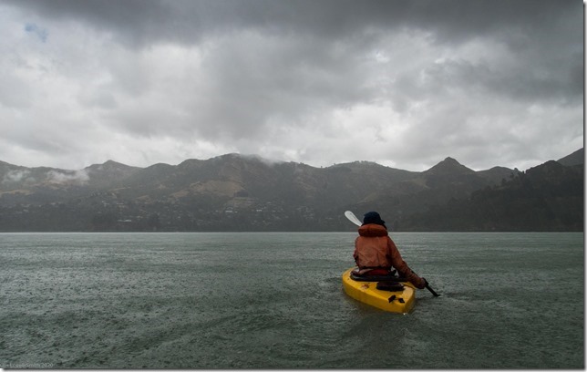 Ari kayaking in Lyttellton harbour (Ari visits 2020)