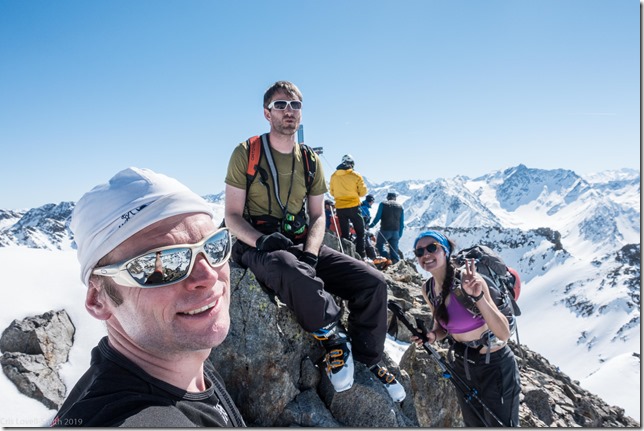 Us at the summit of Sulzkogel (Skitouring Kuehtai March 2019)