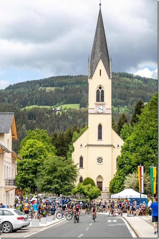 Church at the finish in Arriach (Tour de Kaernten 2022)