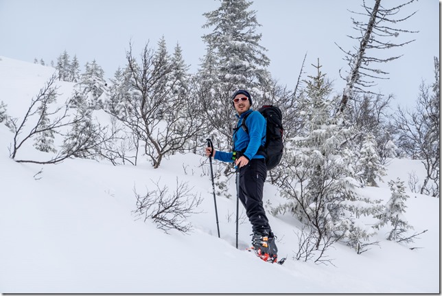 Johannes posing (Ski touring Vassfjellet, March 2023)
