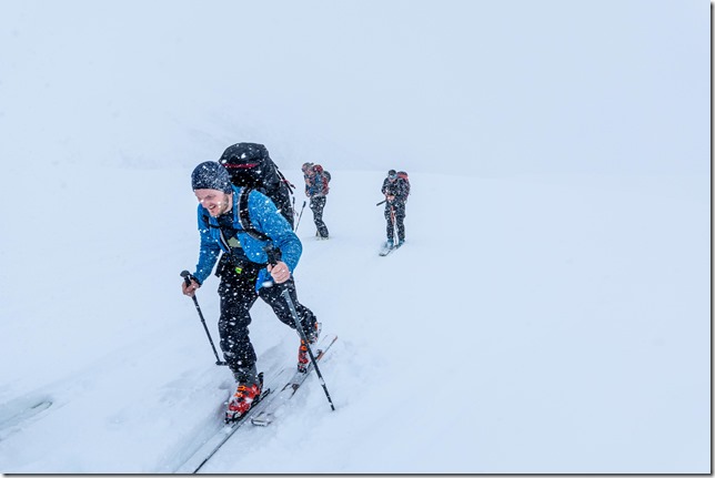 Near the summit (Ski touring Day 1 Laukslettfjellet, Lyngen 2023)