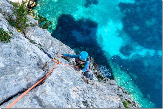 Ari climbing Signorina Fantasia (Holidays in Sardinia May 2023)