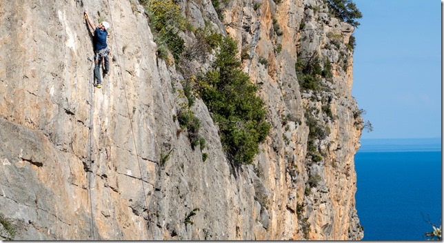 Johannes climbing in Leonidio (Climbing Greece April 2023)