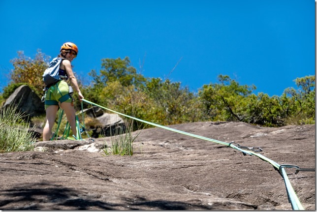 Ari belaying (Summer road trip August 2024)