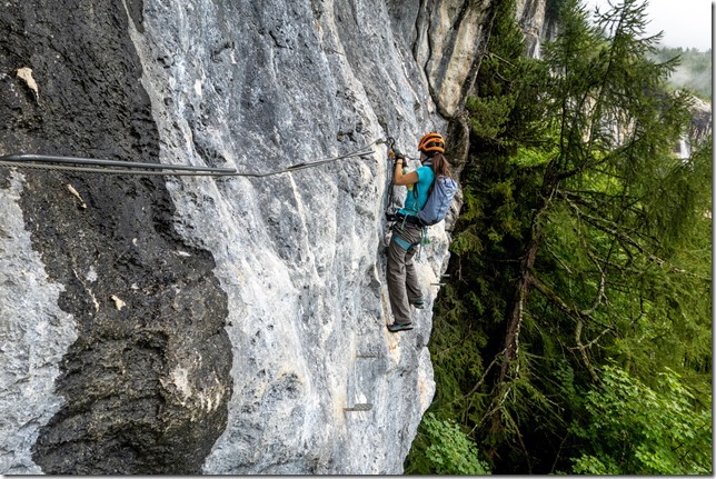 Ari on a dry section of the ferrata (Summer road trip August 2024)