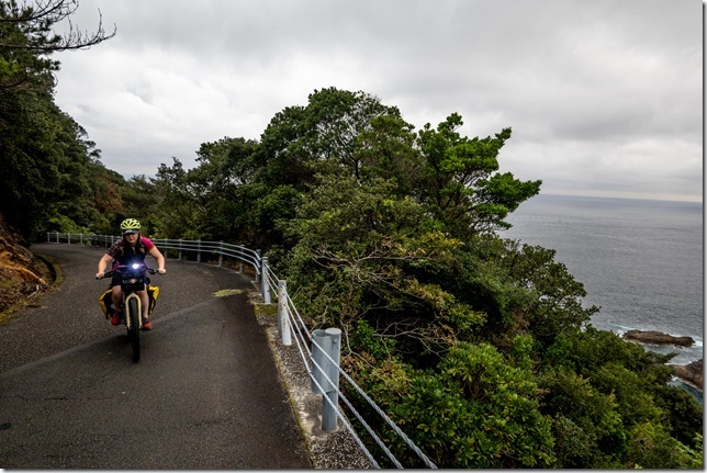 Katie riding on the coast (Japan 2024)